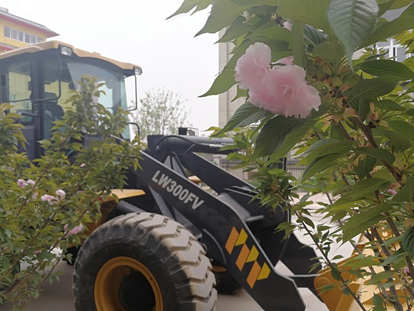 樱花树下的半岛平台装载机
